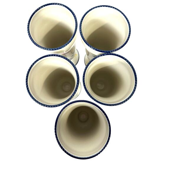 Old World Blue Temptations by Tara Footed Parfait Cups-Rare-Excellent-Set of 5 - Picture 3 of 4